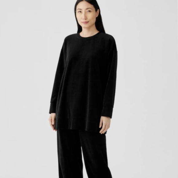 Eileen Fisher Tops - Eileen Fisher Velour Crew Neck Long Sleeve Women's Top